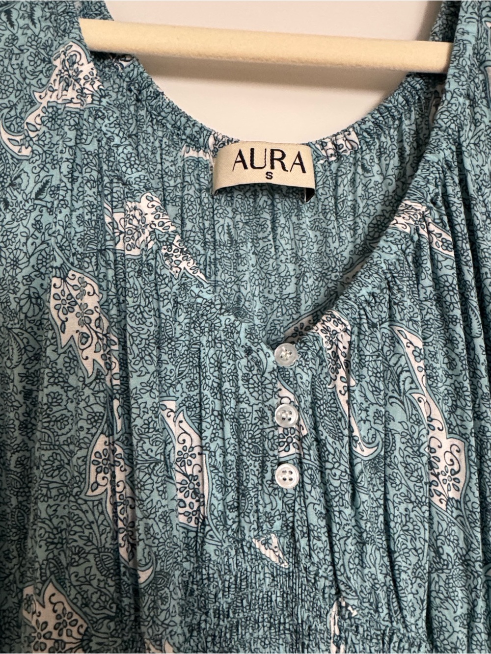 Aura Teal blue Floral Boho Maxi Dress